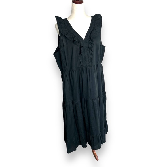 NWT J. Crew V-Neck Smocked Midi Dress Plus Size 20 Ruffle Peasant Cotton NEW - Picture 4 of 10